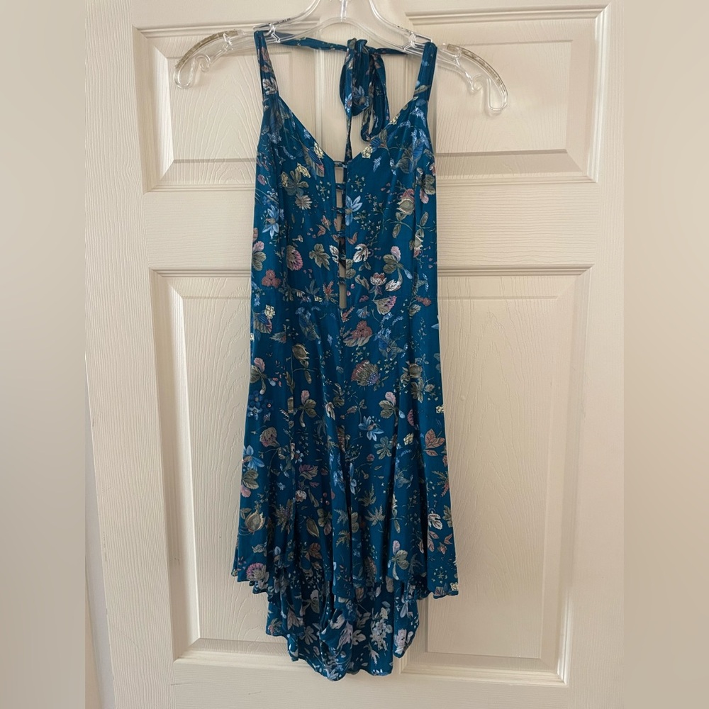 Teal Floral Romper